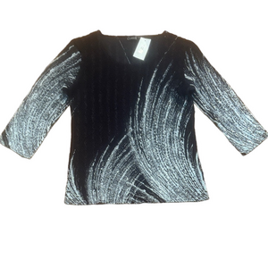 NWT Crush 3/4 Sleeve Top Black White Stretchy